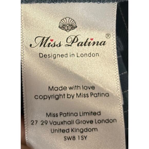 Miss Patina London Mini Dress Size Small Gray Pinstripe Kitten Collar Retro 60s - Picture 6 of 9